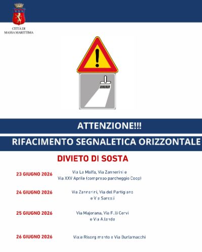 Divieti di sosta per sostituzione segnaletica