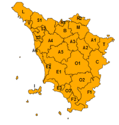 Allerta arancione sulla Toscana