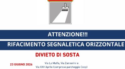 Divieti di sosta per sostituzione segnaletica