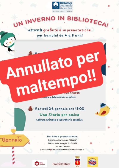 Annullato per maltempo laboratorio bambini