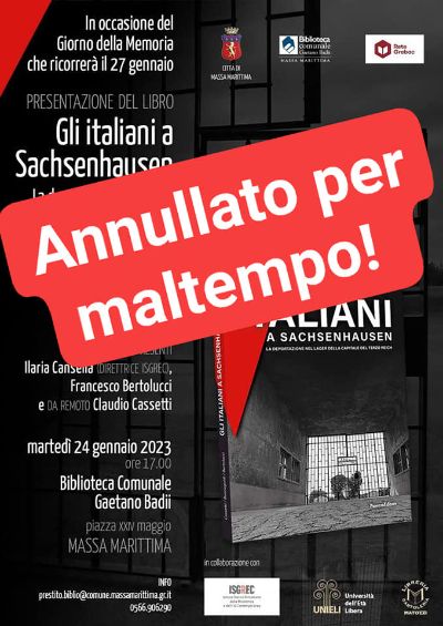 Annullato per maltempo presentazione libro