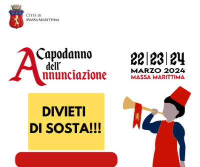 Divieti di sosta per il Capodanno dell'Annunciazione