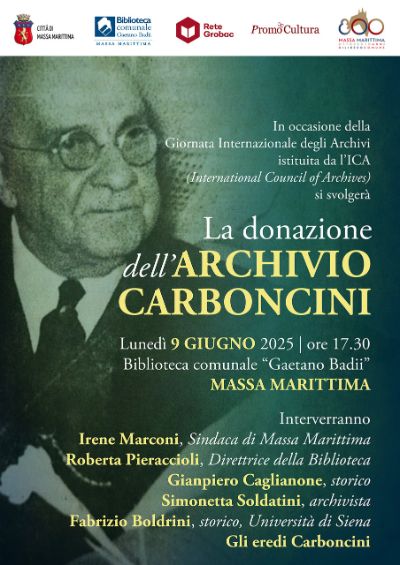 Locandina donazione al Comune dell’archivio Carboncini
