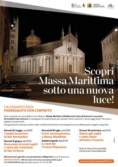 Locandina scopri Massa Marittima in notturna