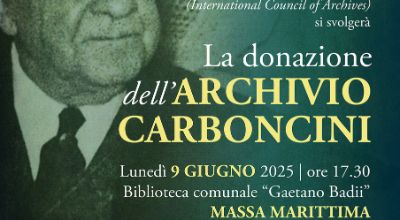 Locandina donazione al Comune dell’archivio Carboncini