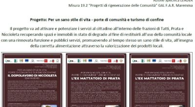 Progetto: Per un sano stile di vita - porte di comunità e turismo di confine Progetto: Per un sano stile di vita - porte di comunità e turismo di confine